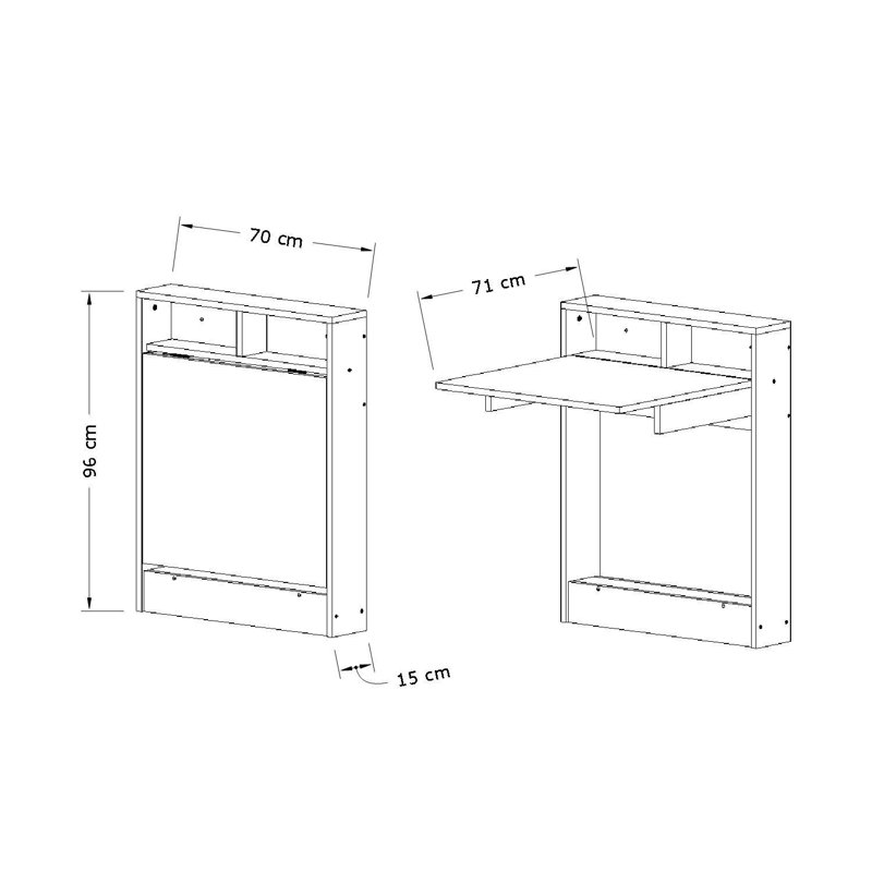 Table pliante moderne avec option de fixation murale | 100% panneau de particules enduit de mélamine, épaisseur: 0,7 pouce | Capacité de poids maximale: 33 lb | Plusieurs tablettes pour une utilisation polyvalente, idéale pour la maison et le bureau