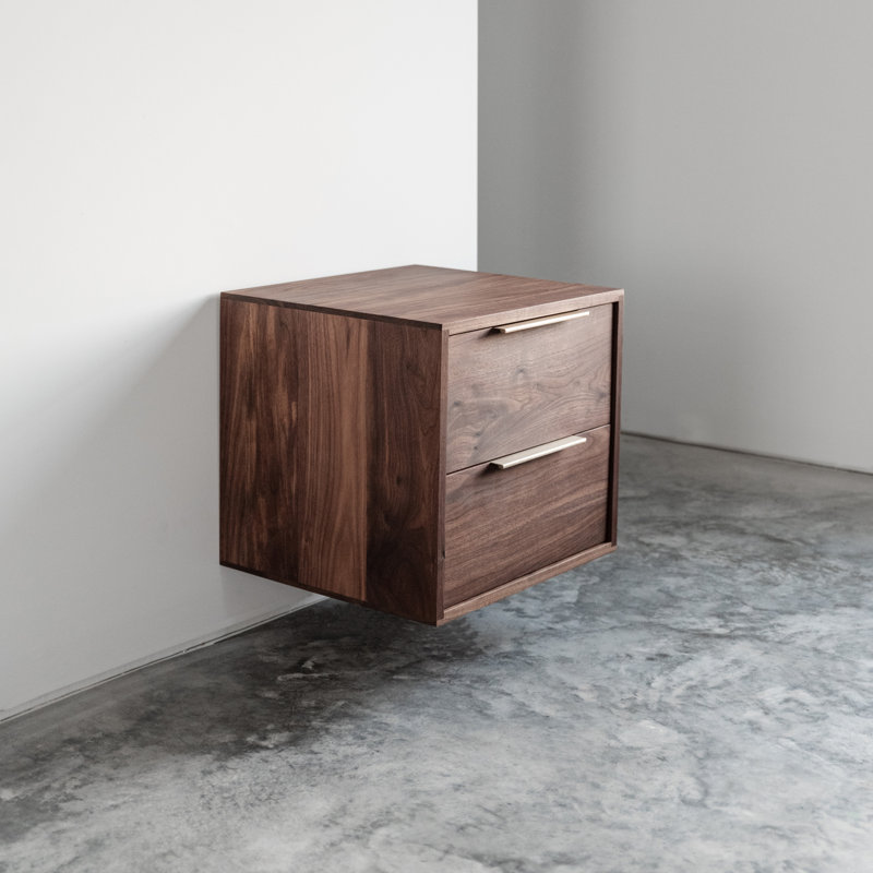 Floating walnut nightstand