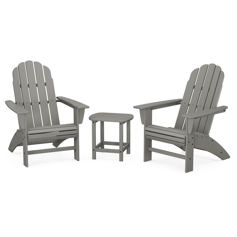 Ensemble Adirondack 3 pièces Vineyard Curveback avec South Beach 18 po, Gris ardoise