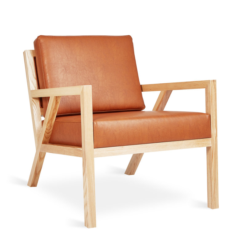 Truss Lounge Chair, Ash Natural, Vegan Appleskin Leather Cognac