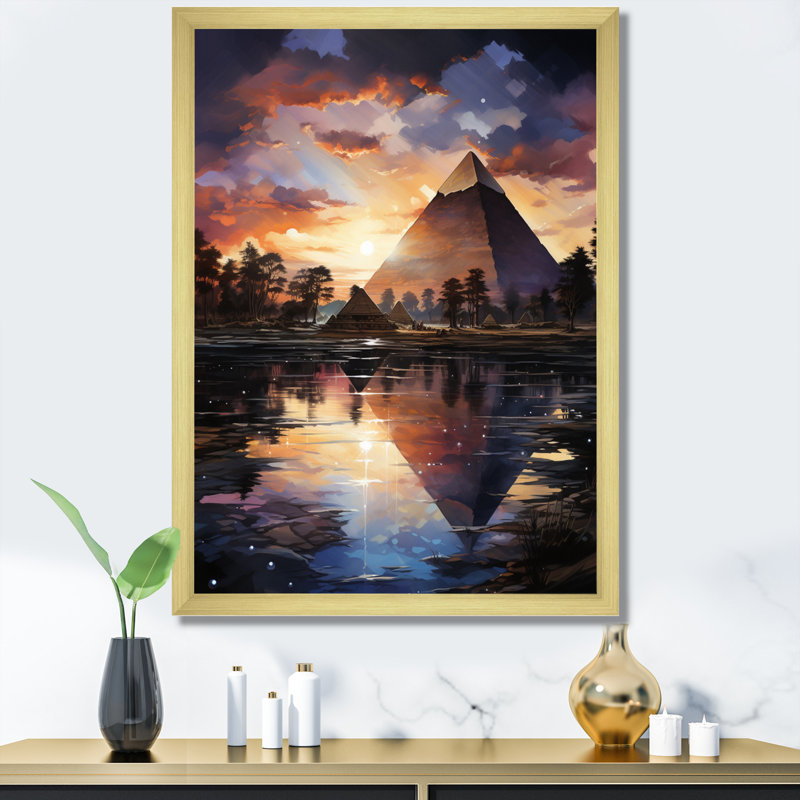 Égypte, pyramides mystiques - impression, H 40 po x l 30 po x P 1,5 po, Encadrement doré