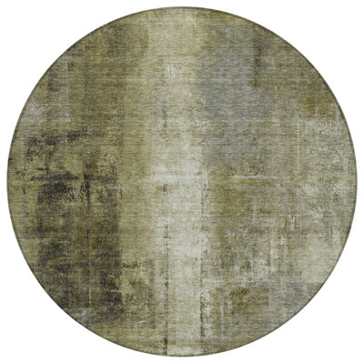 Machine Washable Indoor/Outdoor Xhevrie Olive Rug
