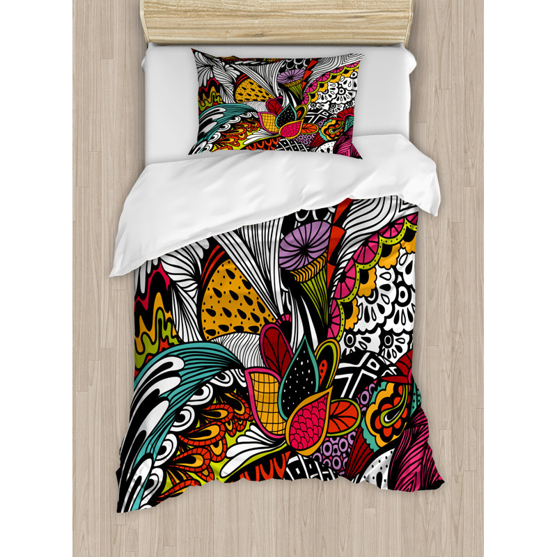 Garden Modern & Contemporary Polyester Abstract Duvet Cover, Twin