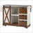 Kitchen Island with Storage, 55.5” Farmhouse Rolling Cart with Drop Leaf, Barn Door, Power Outlets, White | White | Medium (40-55in)-601455432