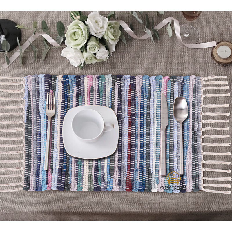 Napperon en coton 20 po, Mauve / bleu