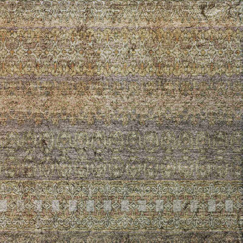 Premium Machine Washable Dream Shag ADS527 Striped Rug, 3' x 5', Khaki