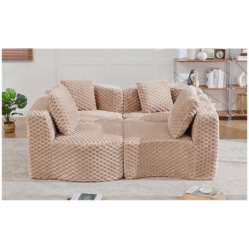 Canapé modulaire modulaire 137,8 po, Camel Polyester