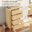 Commode 5 tiroirs cannelée avec station de charge, commode moderne de 48 po de hauteur avec commode de style Mid-Century moderne en bois