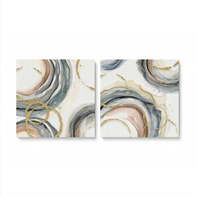 12 "X 8" Golden Echoes, ensemble de 2 reproductions sur toile dans un cadre en érable américain
