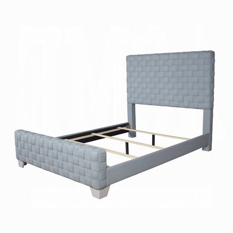Tenneset Chenille Upholstery Bed in Light Teal, Queen