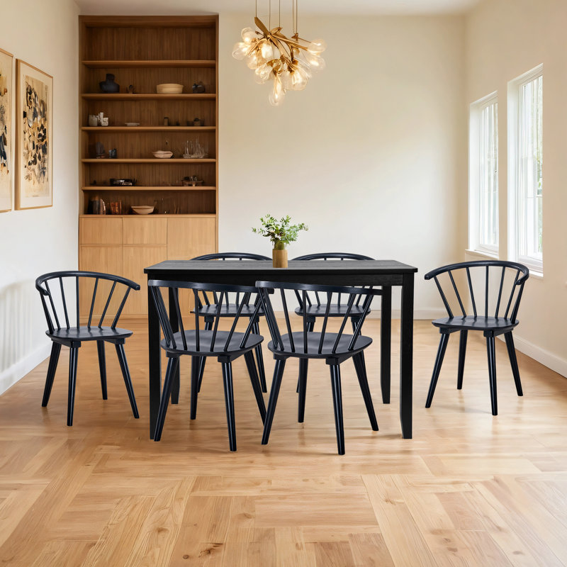 Ensemble de salle à manger Burkes, 7 pièces : table, 6 chaises