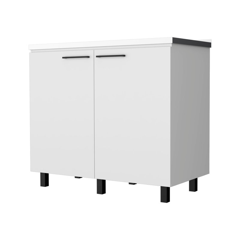 2 éviers utilitaires et une armoire en blanc élégant avec une solution de cuisine pratique, Argent argent