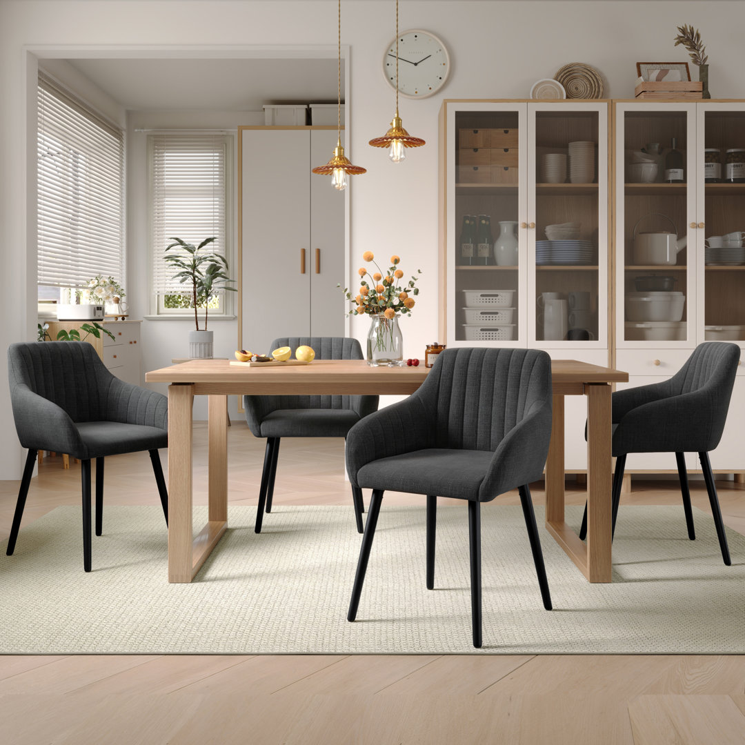 49.5cm H Upholstered Dining Chairs With Wooden Legs