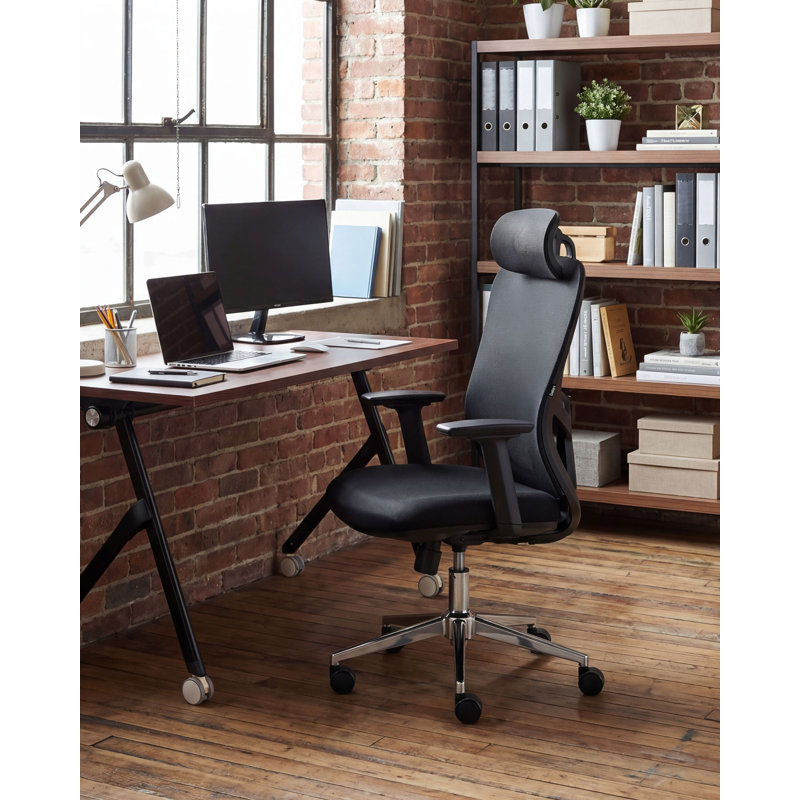 Brayden Studio Office Chair with Headrest, Black