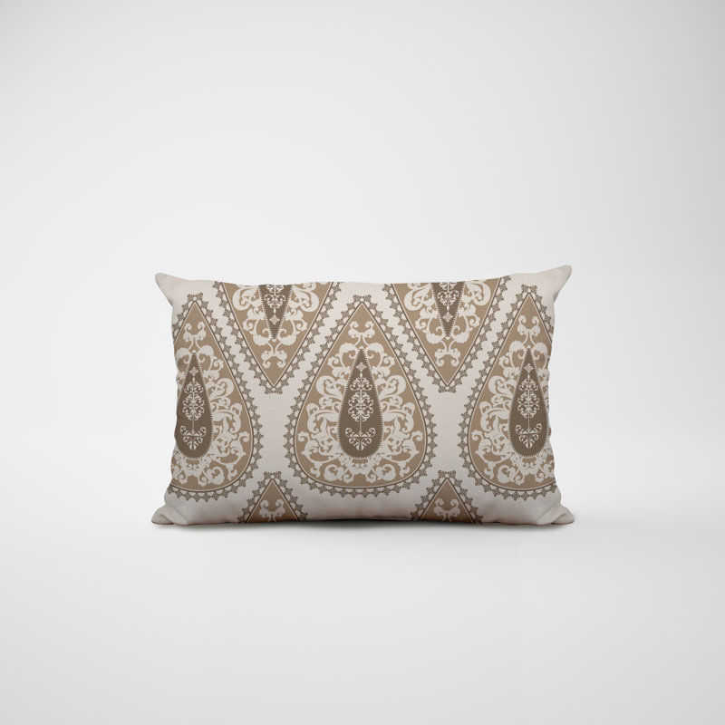 Paisley Outdoor Reversible Throw Pillow, Beige