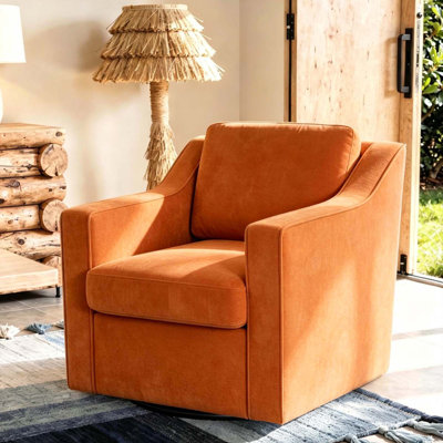 Bronnen Upholstered Swivel Accent Chair with Removable Back and Seat Cushions