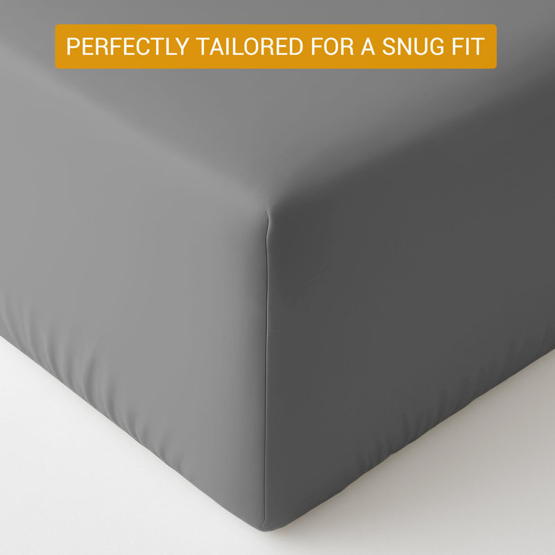 Luxury 100% Egyptian Cotton Fitted Sheet – Extra Deep Pocket 35cm (14”), Soft, Breathable & Secure Elastic Fit, Double (4'6)