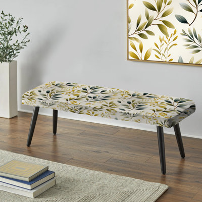 Truong - Floral Upholstered Black Bench