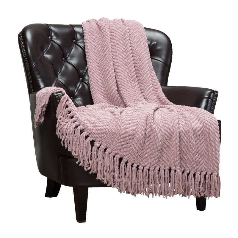 Jeté tricoté texturé , Mauve, l 65 po x L 50