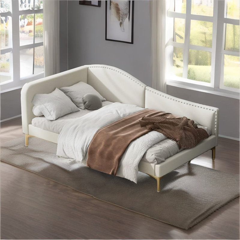 Kirstynn Upholstered Standard Bed, Twin, Beige