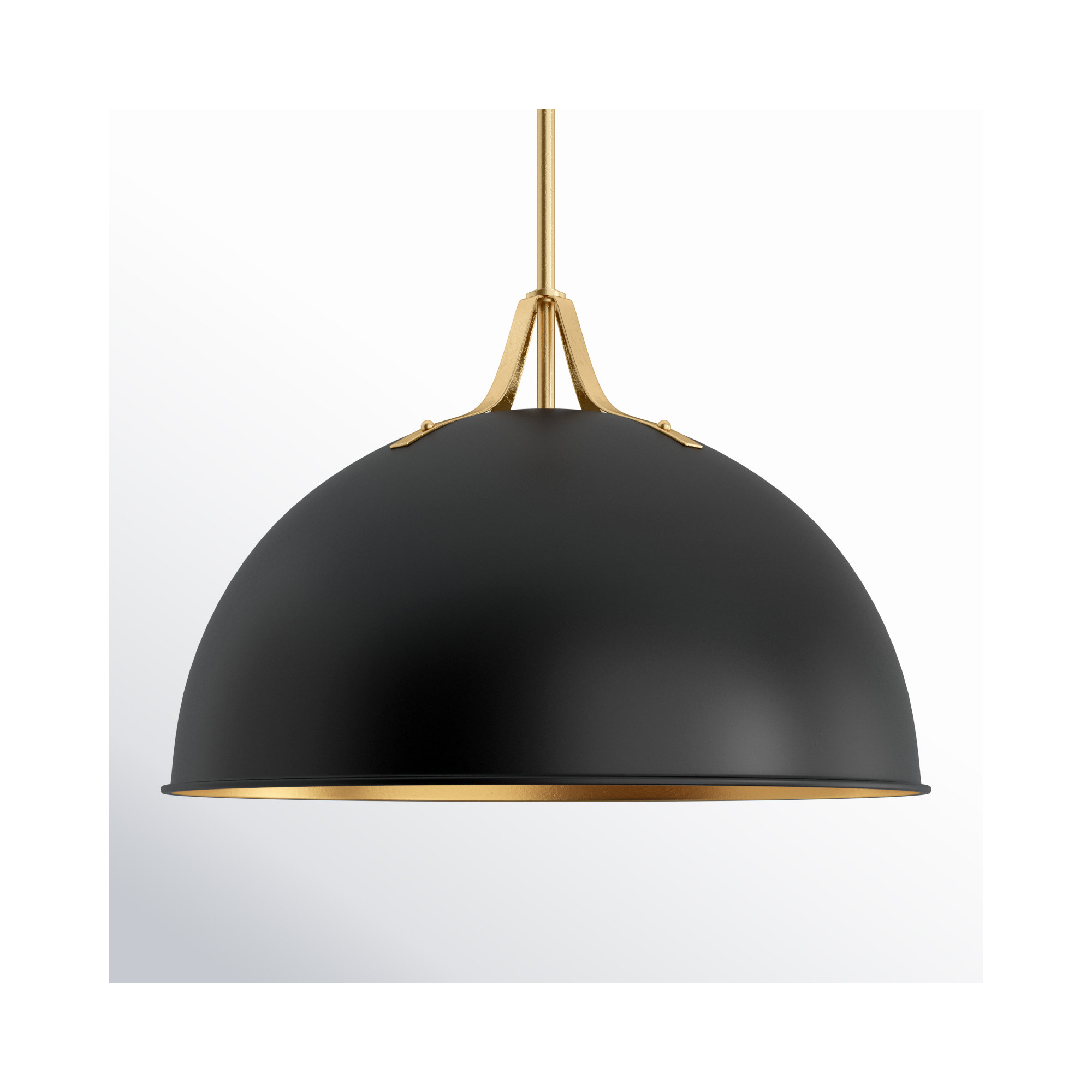 Carlyn 3 Light Dimmable Pendant, Matte Black/Antique Gold