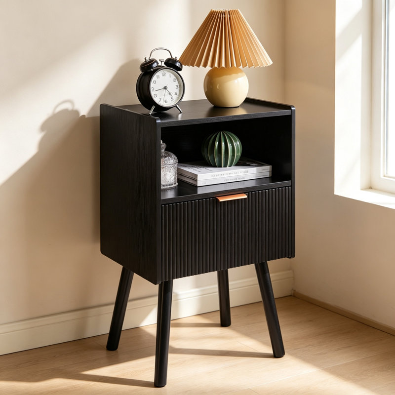 40 cm W Bedside Table, Black