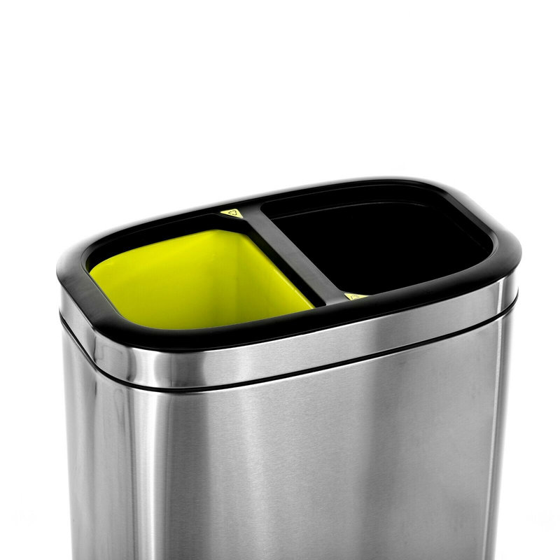Steel Open Multi-Compartments Trash & Recycling Bin - 10.5 Gallons, 10.5 Gal.