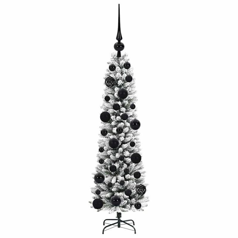 Artificial Christmas Tree with 150 LEDs Green and white 120 cm, Black