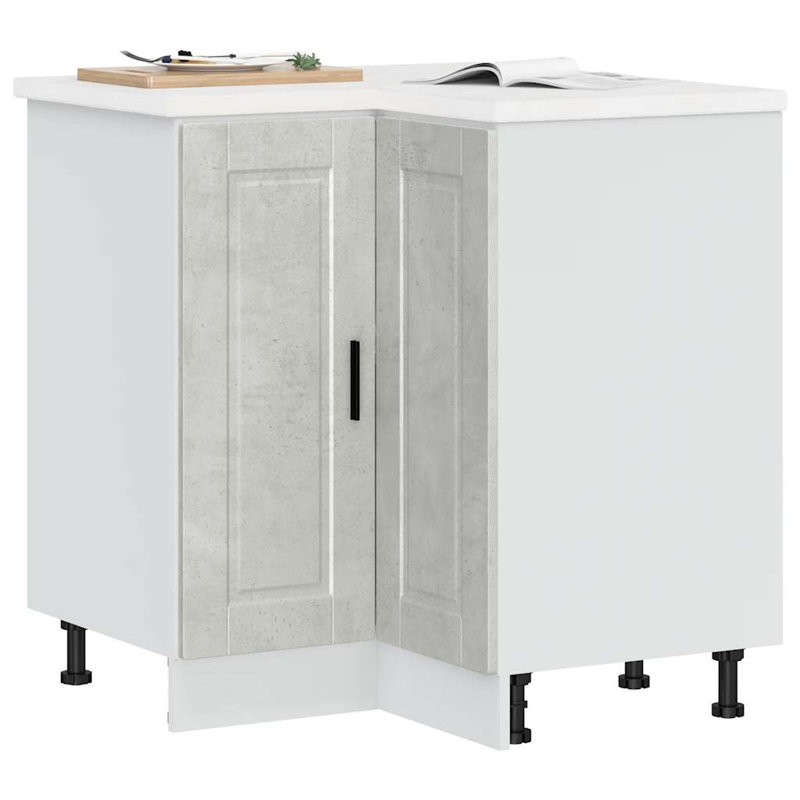 Latitude Run Kitchen Corner Base Cabinet Porto Concrete Grey Engineered Wood