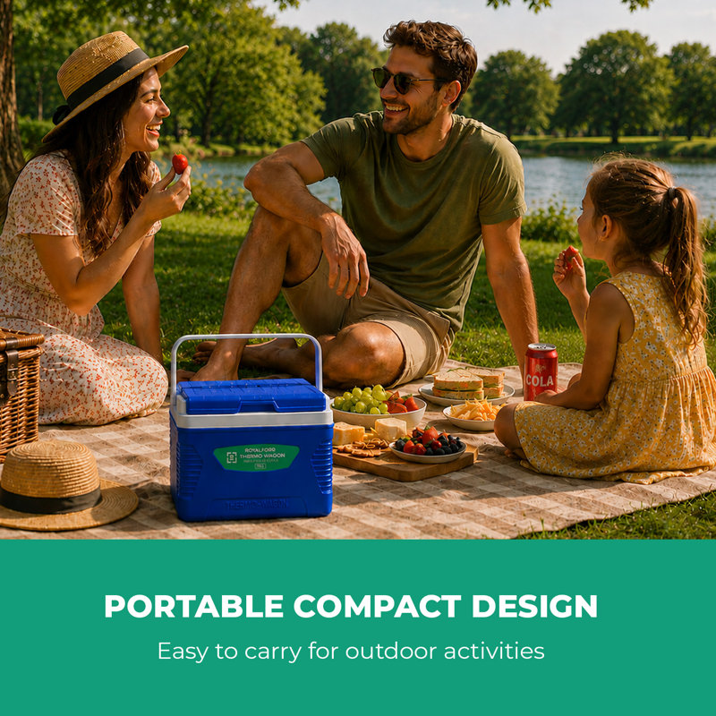 Royalford 5L Insulated Cooler Box Hot/Cold Freezer Box with Integrated Lock Lid, Blue