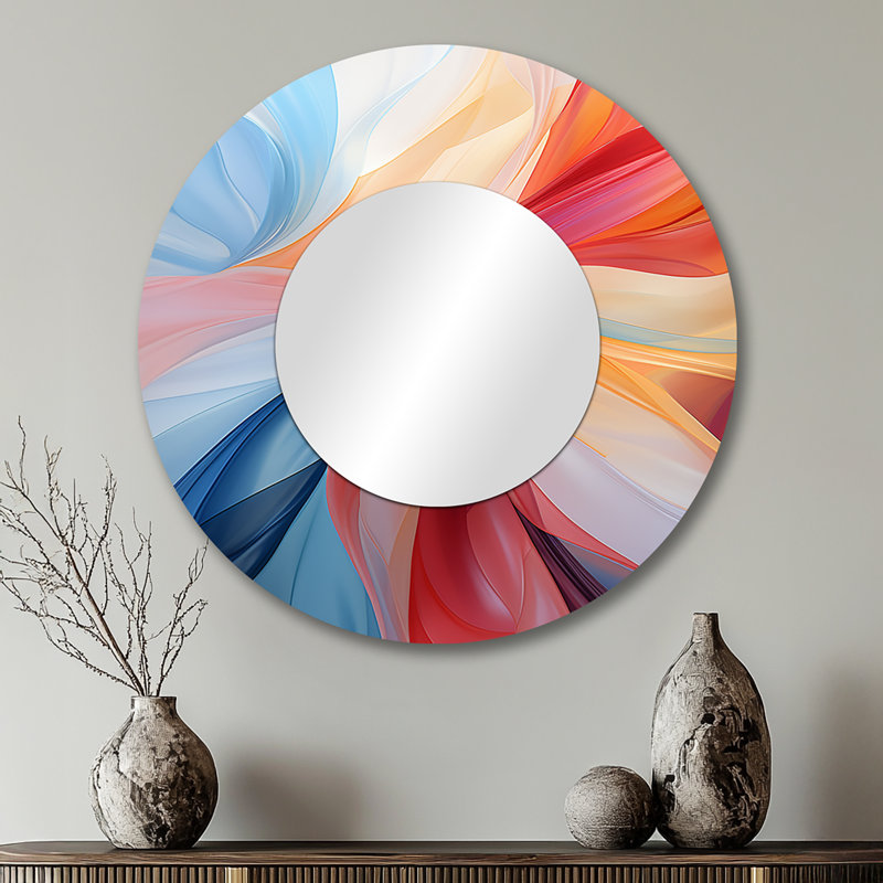 «Caalin Blue Red Fractal Spiral II - Wind Turbines Mirror», 29 po x 29 po