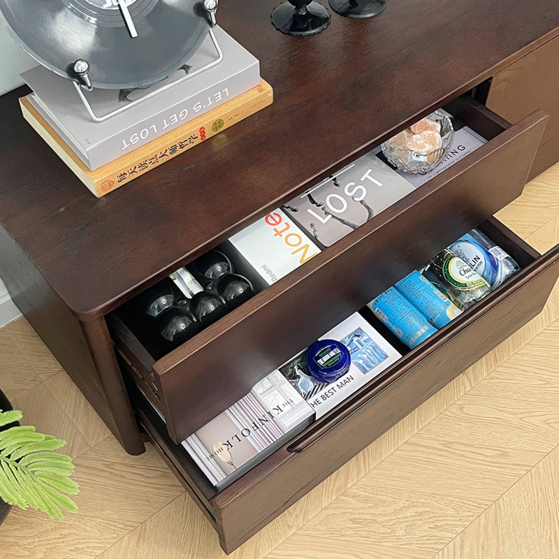 Retro Cherry Wood TV Stand, 23.62"H x 94.48"L x 15.75"W