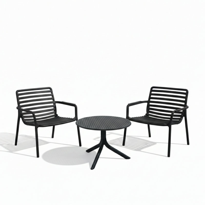 2 - Person Patio Dining Set with Round Table, Anthracite