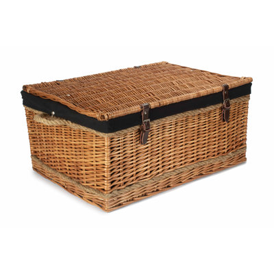 Fleur De Lis Living Wicker Rope Handled Storage Trunk with Lining