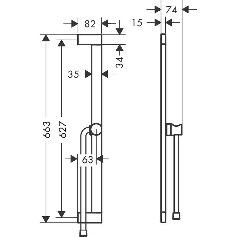hansgrohe Pulsify E Wallbar, 24", Chrome
