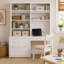 Bureau d'ordinateur Pierce H 86,6 po x l 77,2 po avec rehausse de bibliothèque, tablettes ouvertes, tiroirs de rangement (échelle non incluse)-132711903