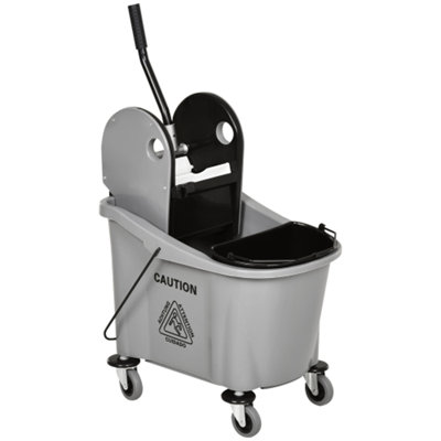 Rolling Mop Bucket With Removable Wringer,large Capacity Plastic Cleaning Cart,mop Handle Holder, Ideal For Restaurant Office Home