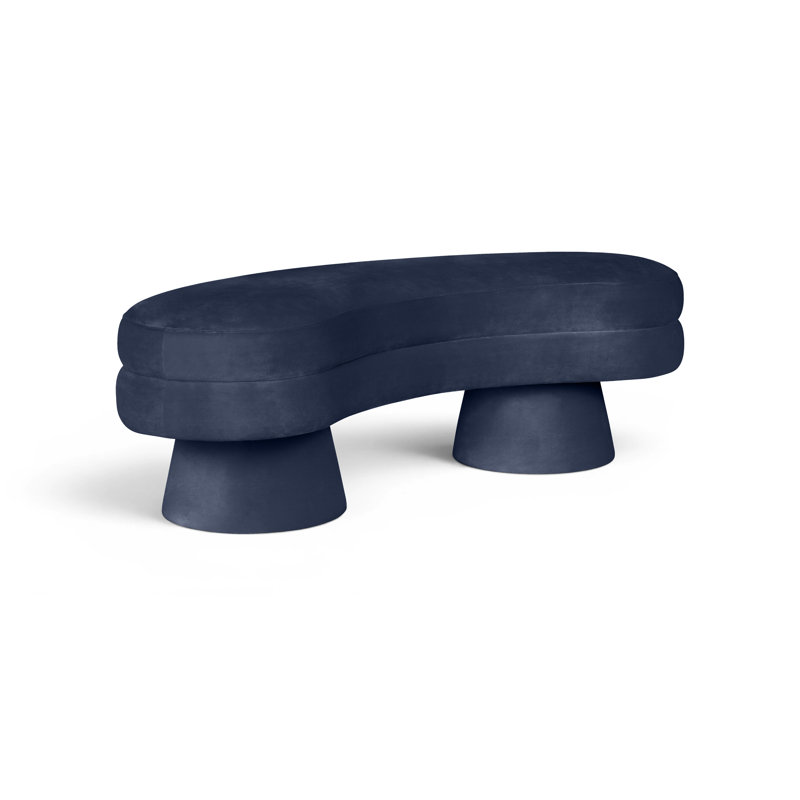 Banc rembourré en velours bleu marine Zenna, Velours marine
