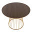 Table de salle à manger 4 places ronde en bois brun avec base abstraite dorée, style glam contemporain