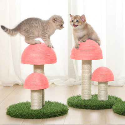 Mushroom Cat Scratching Post Sisal Cat Tree Claw Scratcher Poles for Small Cats