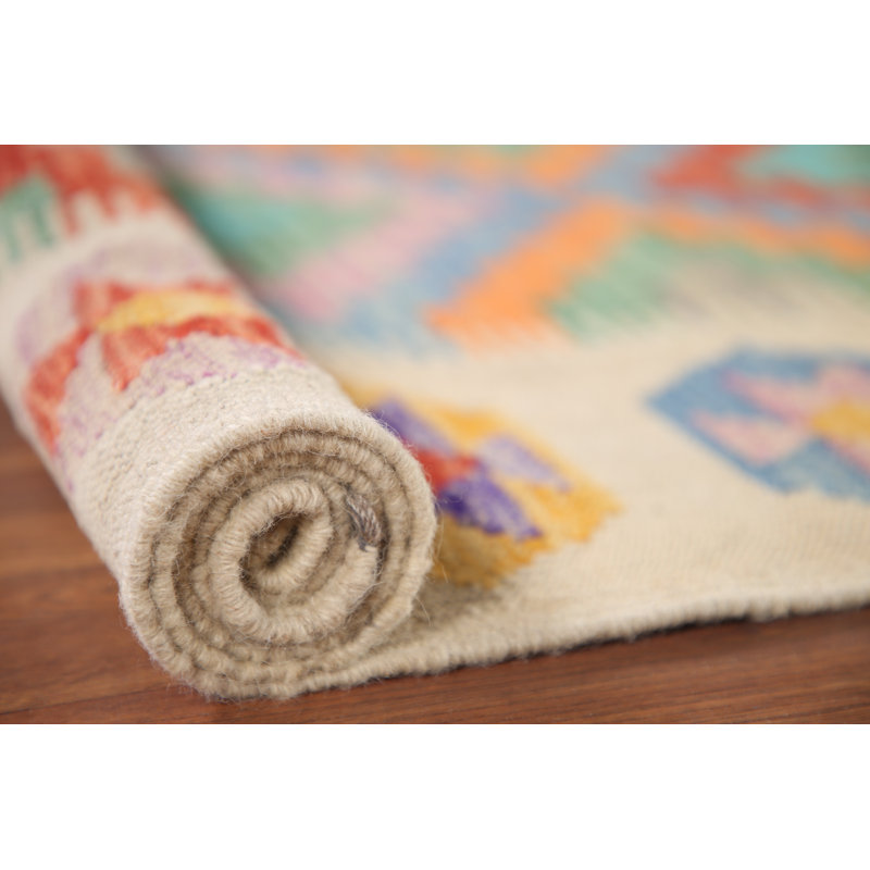 Multicolor Kilim Reversible Wool Runner Rug 3x10
