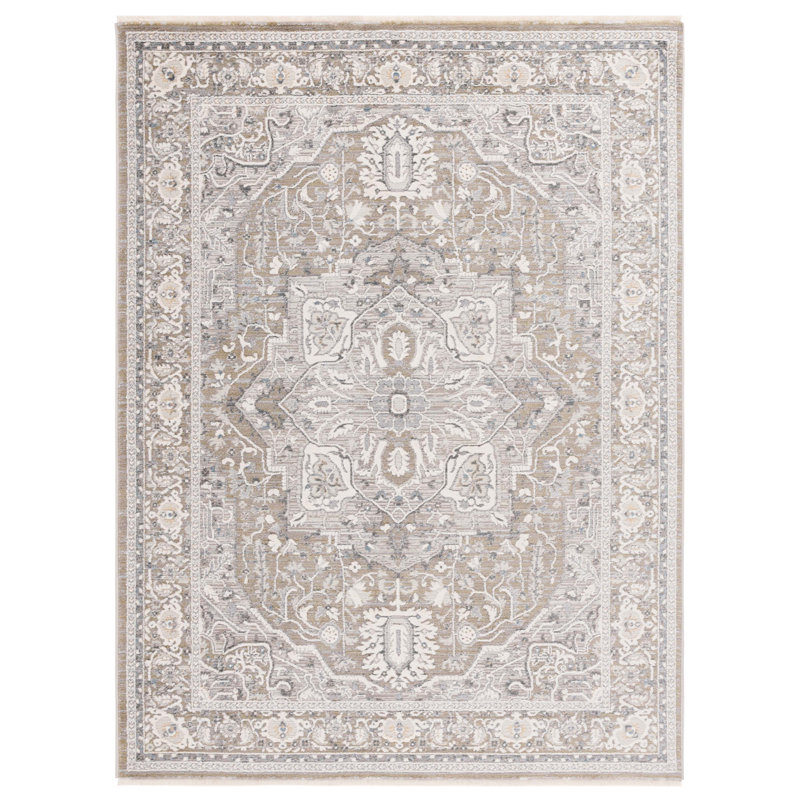 Tapis oriental en polyester Clover 1270, Rectangulaire 8 pi x 10 pi, Gris