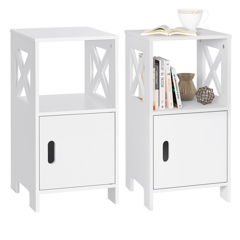 Evelin 30cm W Manufactured Wood Bedside Table, White