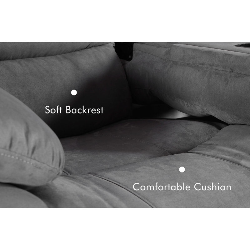 Ensemble de canapé inclinable manuel comprenant un canapé et deux fauteuils inclinables, Gris