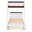 Lit superposé simple au-dessus d'un lit simple en noyer blanc avec bureau, lit gigogne, tiroirs de rangement et ports de chargement USB