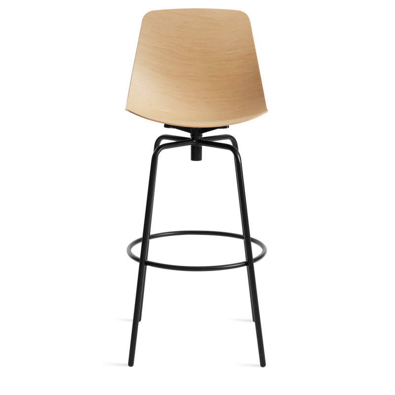 Clean Cut Swivel Stool with Metal Frame, Bar Stool (31" Seat Height), White Oak