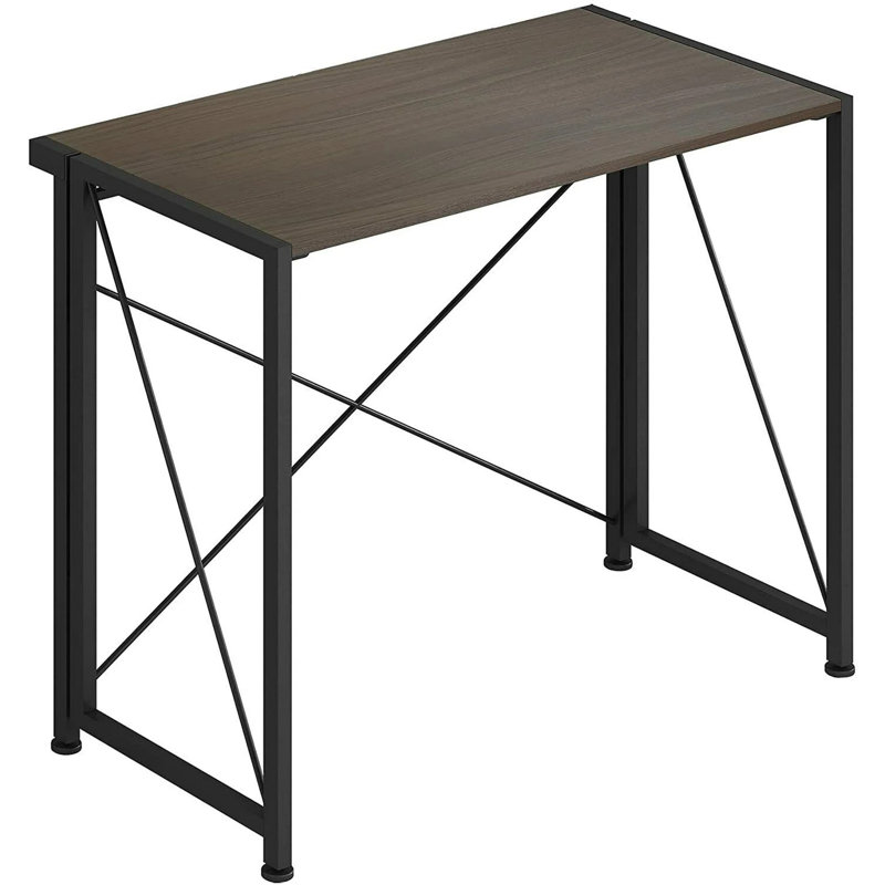 Bureau d'ordinateur pliable en noyer, table de travail pliable 90 x 46 cm pour bureau à domicile, bureau ou bureau, Gris