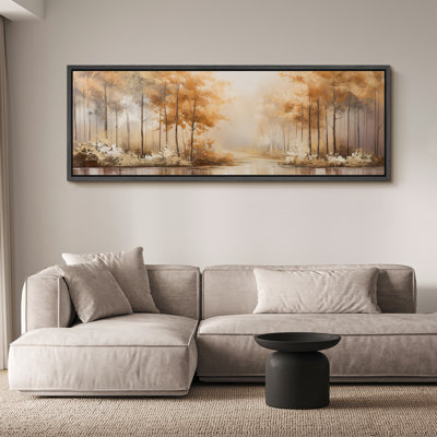 Woodland Forest Landscape " Elegant Forest Landscape Warm Tones Vintage Inspired Stripes Rustic Decor Extra Large Pictures "