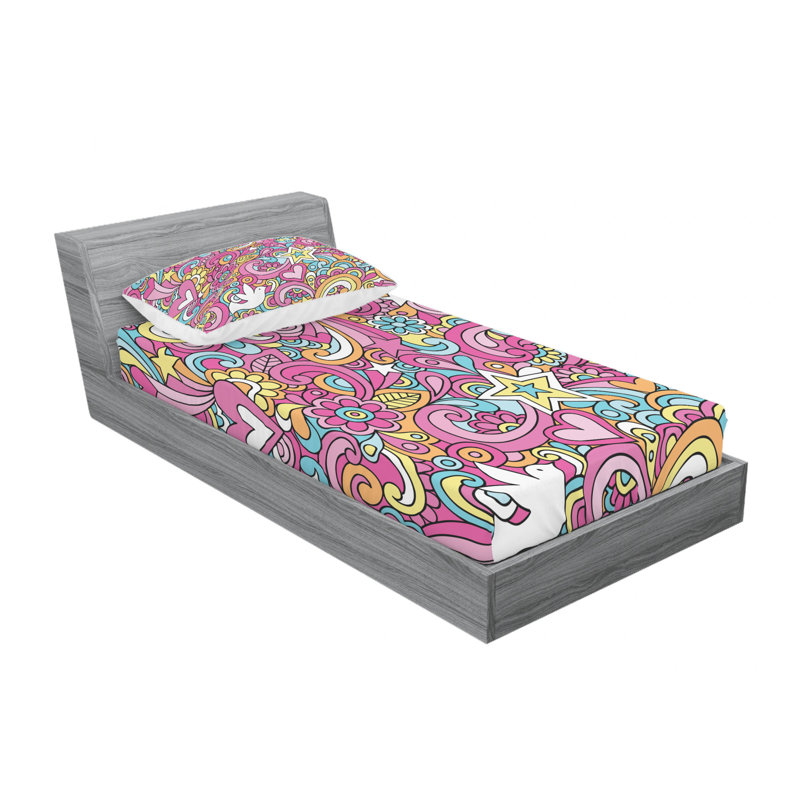 Twin Pink Paisley Microfiber Fitted Sheet Set