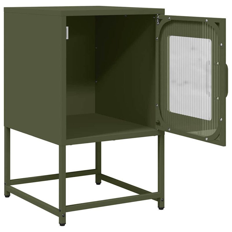 36cm W Steel Bedside Table, Olive Green